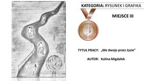 Pokaż zdjęcie: Praca pt. „We dwoje przez życie” autorstwa Kalina Migdałek z Warsztatów Terapii Zajęciowej w Zbąszyniu prowadzonych przez Społeczną Fundację Pomocy Dzieciom Niepełnosprawnym
