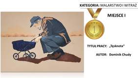 Pokaż zdjęcie: Praca pt. „Tęsknota” autorstwa Dominika Chudego z Warsztatów Terapii Zajęciowej w Piaskach prowadzonych przez Stowarzyszenie na Rzecz Osób Niepełnosprawnych „Kreatywni